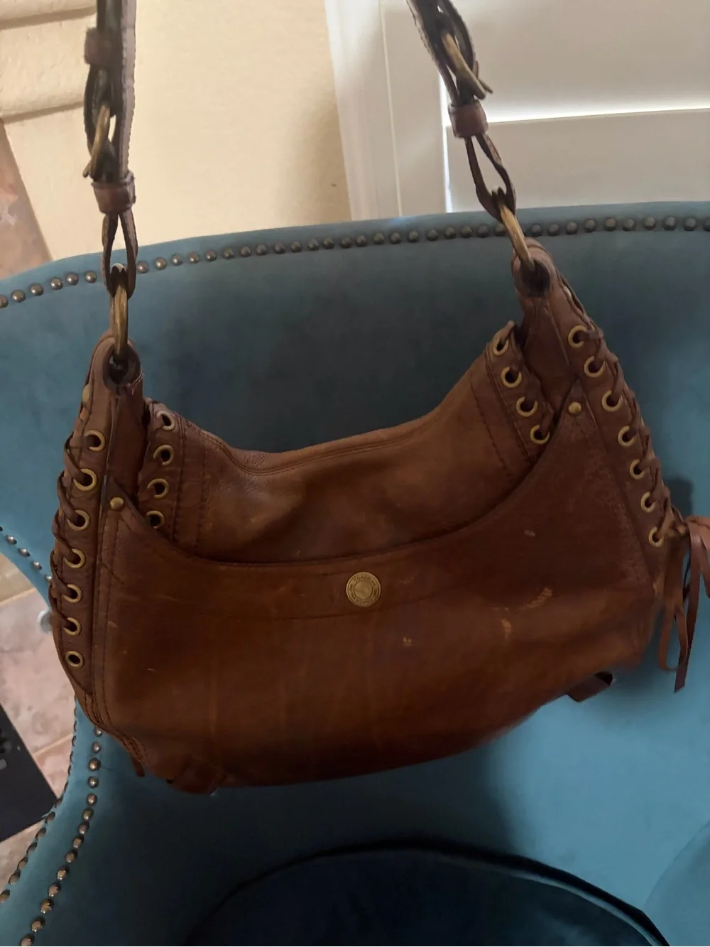 Coach- Vintage Coach Abby Chelsea hobo bag. Stud-Detail Cognac Shoulder bag